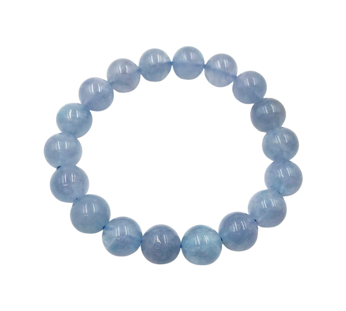 Aquamarine bead bracelet with elastic string