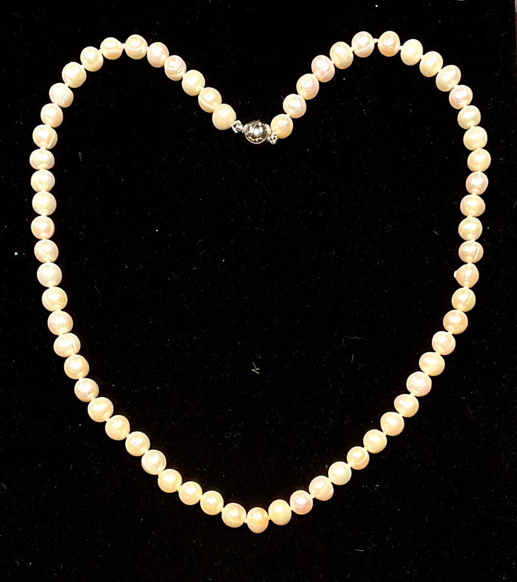 Long Pearl Necklace with Magnetic Lock