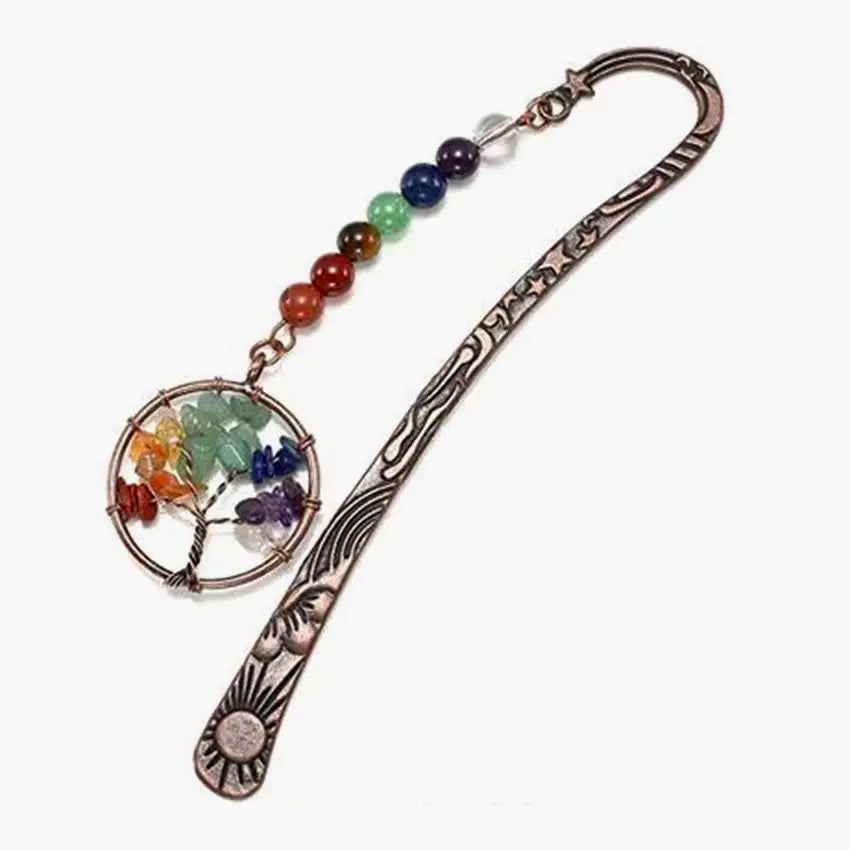 Multi-Stone Tree of Life Metal Book Mark