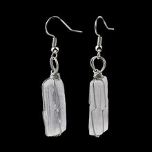 Load image into Gallery viewer, Selenite Stick Earring Silver Wire Wrapped
