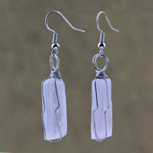 Load image into Gallery viewer, Selenite Stick Earring Silver Wire Wrapped
