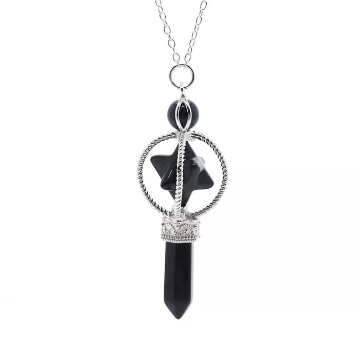 Black Onyx Merkaba Point pendant, being sold without the chain