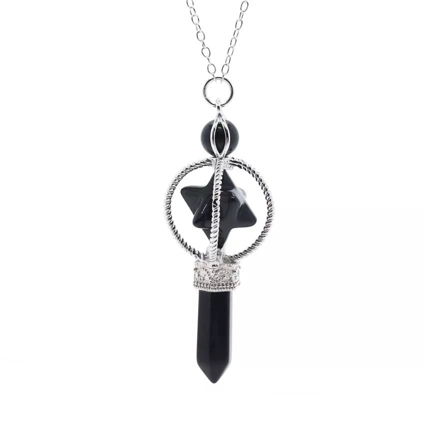 Black Onyx Merkaba Point pendant, being sold without the chain