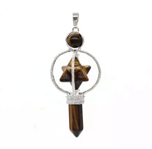 Load image into Gallery viewer, Tiger&#39;s Eye  Merkaba Point Pendant
