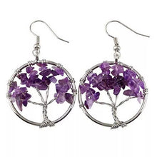 Load image into Gallery viewer, Amethyst Tree Earrings with hook style
