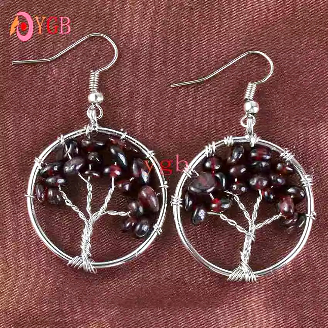 Garnet Tree of Life  Earring