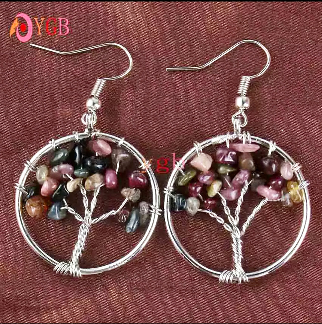 Tourmaline Tree of Life Earring