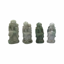Cargar imagen en el visor de la galería, Hand-Carved Burmese Green Jade Four Sages of Prosperity Statues
