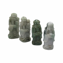 Cargar imagen en el visor de la galería, Hand-Carved Burmese Green Jade Four Sages of Prosperity Statues
