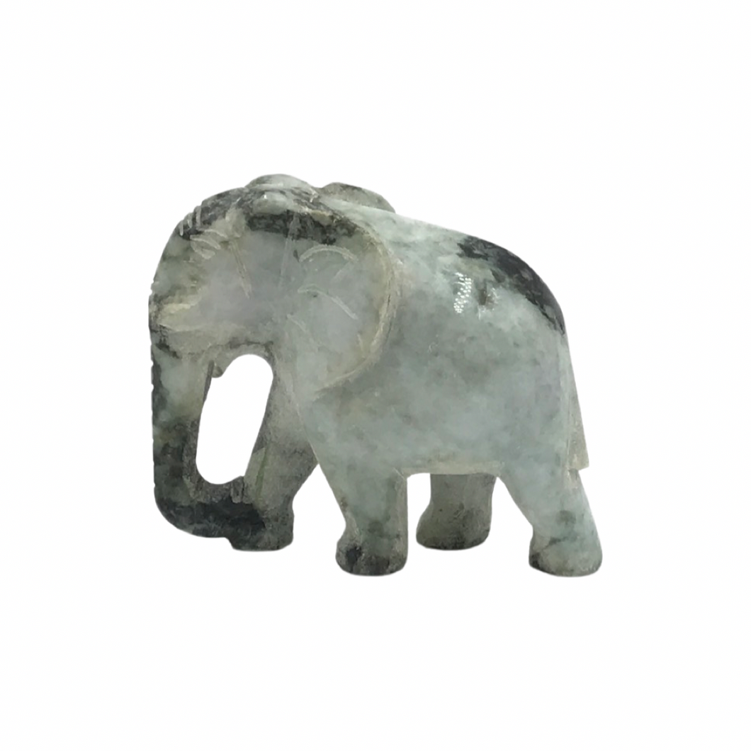 Hand-Carved Burmese Jade Elephant Figurines