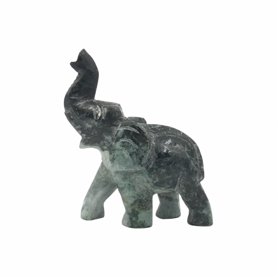 Hand-Carved Burmese Jade Elephant Figurines