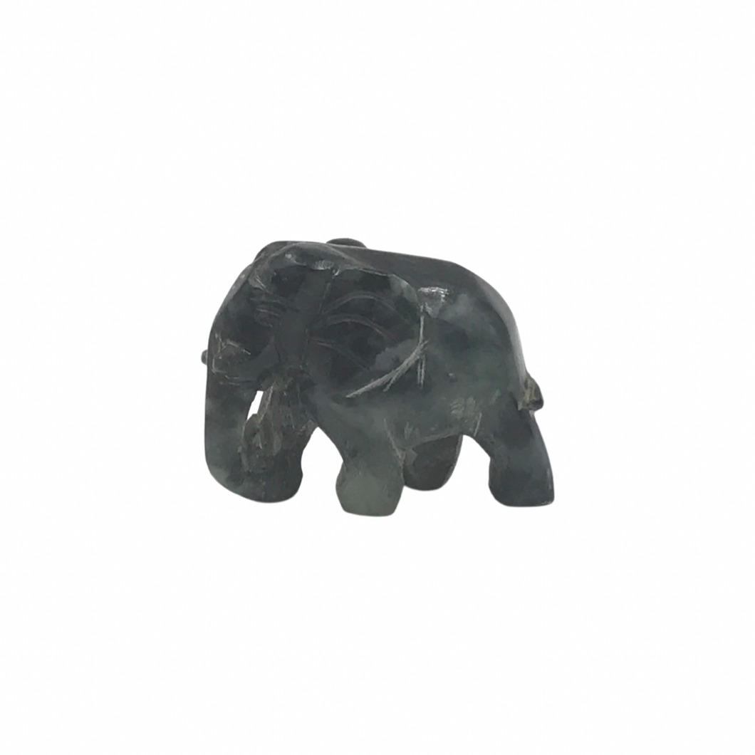 Hand-Carved Burmese Jade Elephant Figurines