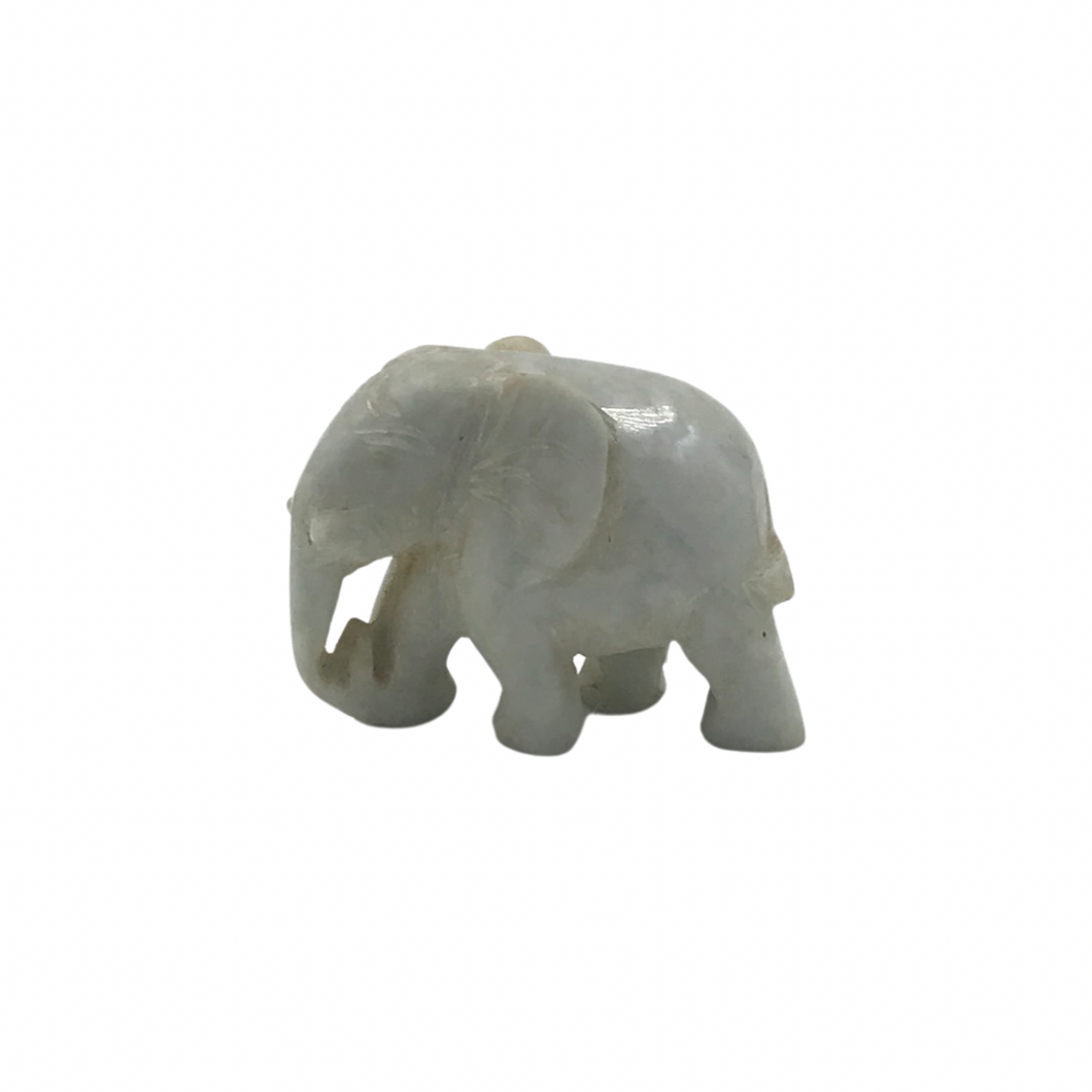 Hand-Carved Burmese Jade Elephant Figurines