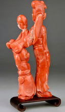 Cargar imagen en el visor de la galería, Coral Carving of Kwan Yin and Little Boy
