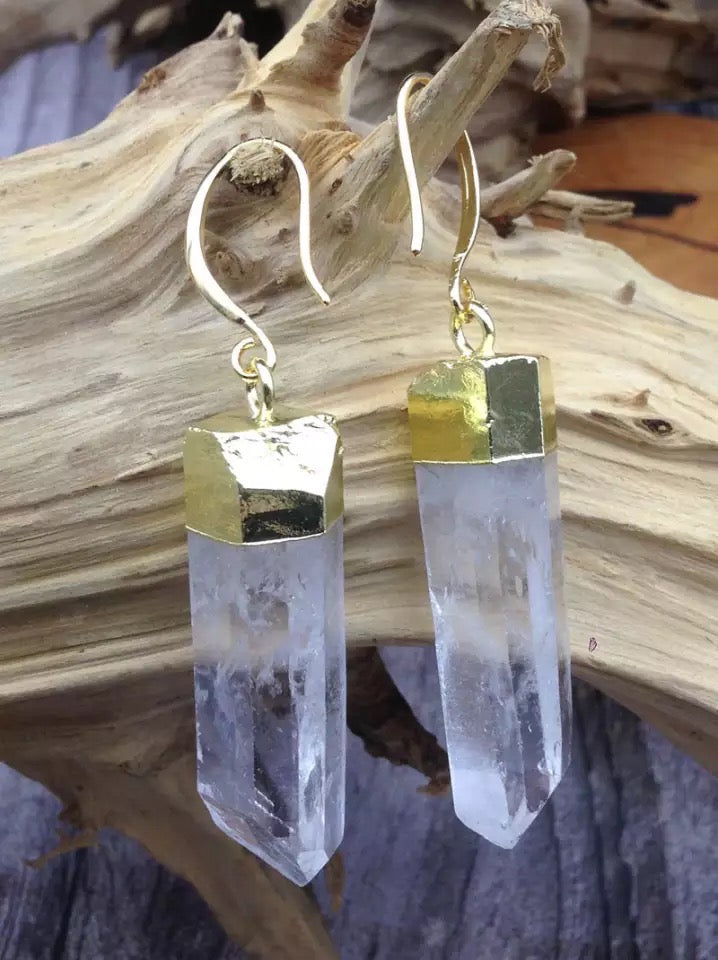 Quartz Point Earrings (Gold-Plated)