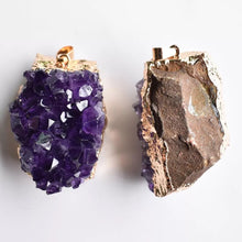 Cargar imagen en el visor de la galería, Amethyst Druzy Pendant Large (Gold-Plated)
