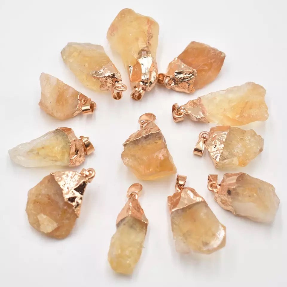 Citrine Raw Pendant (Gold-Plated)