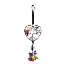 Load image into Gallery viewer, Tree of Life Tassel Heart Keychain
