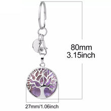 将图片加载到图库查看器，Dimensions expressions for Amethyst tree of life circle keychain
