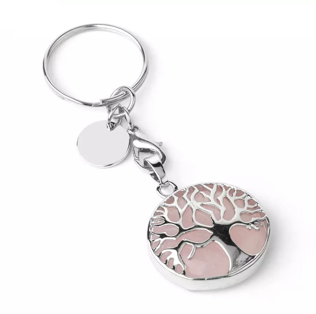 Rose Quartz Tree of Life  Keychain/Pendant