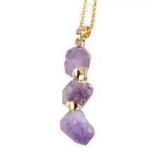 Cargar imagen en el visor de la galería, Amethyst Raw Long Pendant (Gold dipped)
