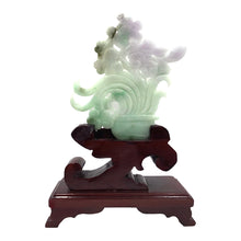 Cargar imagen en el visor de la galería, Hand-Carved Burmese Jade Flower Sculpture With Stand

