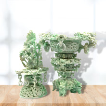 Load image into Gallery viewer, Antique designed Jade Incense Burner in green and white color
