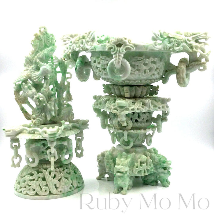 Closer view of Antique Jade Incense Burner