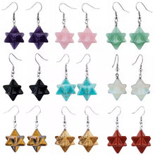 Cargar imagen en el visor de la galería, Gemstones merkaba earrings pairs with metal hooks
