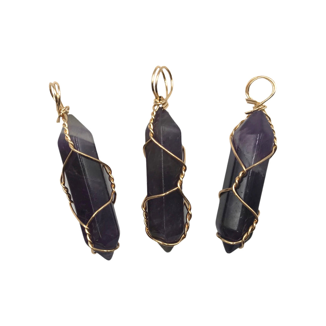 缠丝紫色萤石点状吊坠