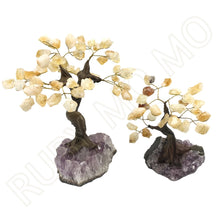 Load image into Gallery viewer, Citrine Gemstone Tree in (Amethyst &amp; Rose Quartz) Base
