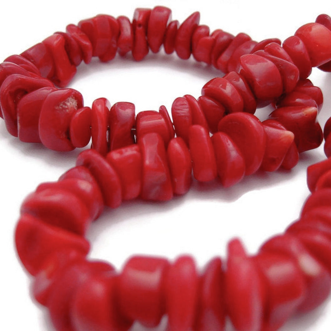 Red Coral Chip Necklace