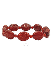 Load image into Gallery viewer, Red Jasper Carved Bead Bracelet
