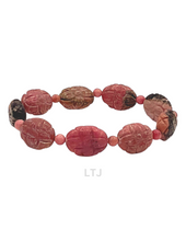 将图片加载到图库查看器，Natural gemstone carved bead bracelet (16mm)
