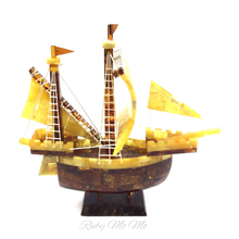 Load image into Gallery viewer, Amber Pirate Ship Sculpture
