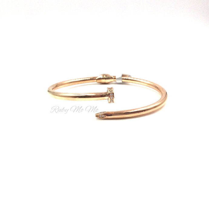 Nail Bracelet 18k Gold over 925 Sterling Silver Italy