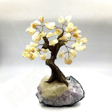 Load image into Gallery viewer, Citrine Gemstone Tree in (Amethyst &amp; Rose Quartz) Base
