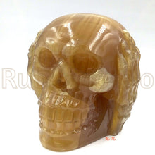 Cargar imagen en el visor de la galería, Citrine Calcite Skull head (3 Wise Monkeys set)
