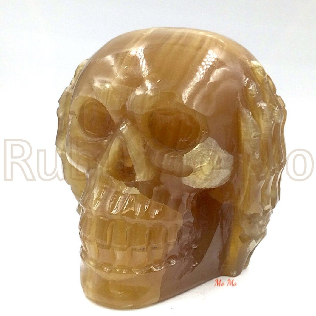 Citrine Calcite Skull head (3 Wise Monkeys set)