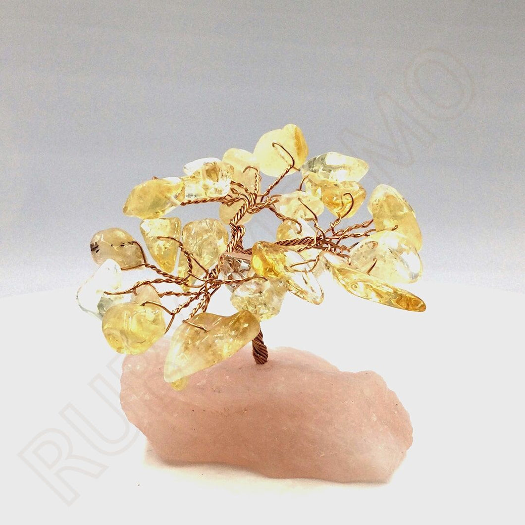 Citrine Gemstone Tree in (Amethyst & Rose Quartz) Base