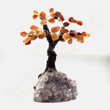 Load image into Gallery viewer, Carnelian Gemstone Trees with Amethyst Base
