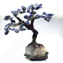 Load image into Gallery viewer, Sodalite Gemstone Tree in Amethyst Base
