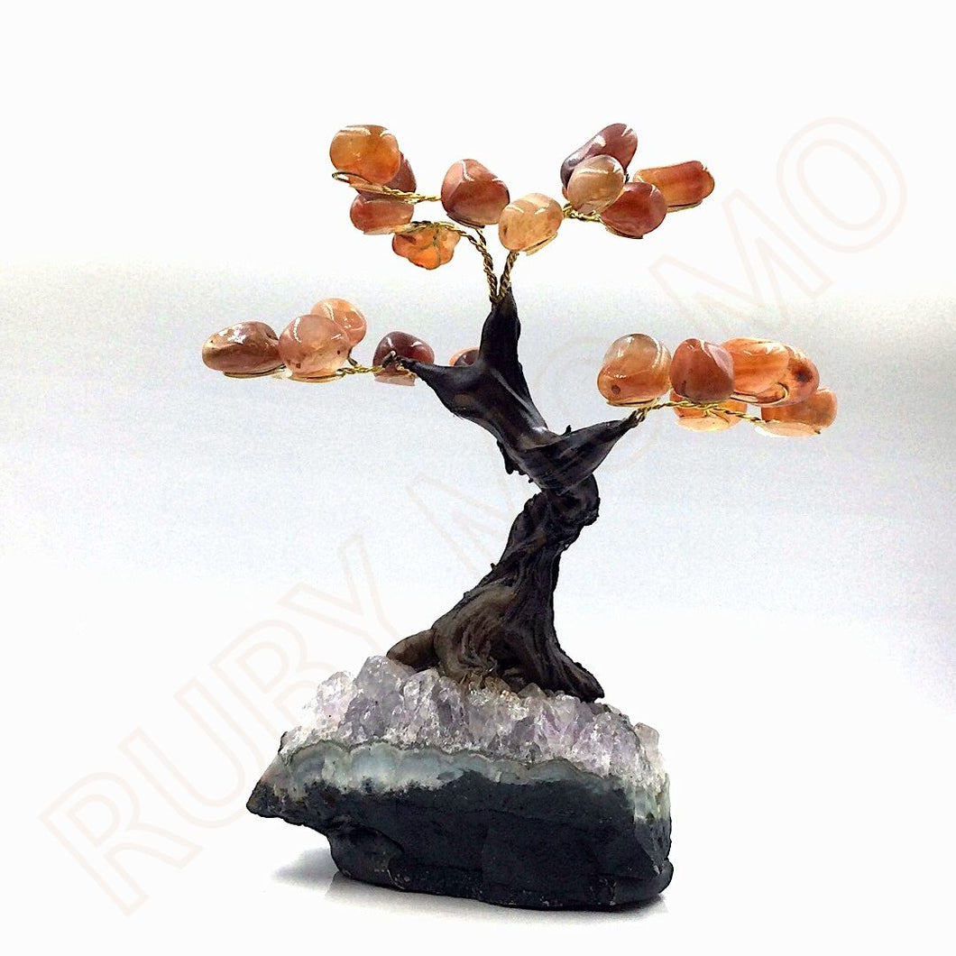 Carnelian Gemstone Trees with Amethyst Base