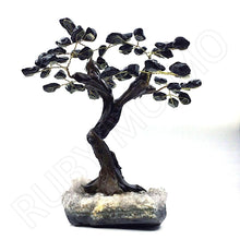 Load image into Gallery viewer, Black Tourmaline Gemstone Tree with quartz base big
