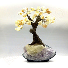 Load image into Gallery viewer, Citrine Gemstone Tree in (Amethyst &amp; Rose Quartz) Base
