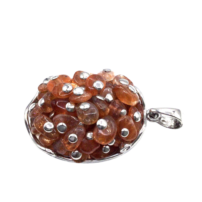 Carnelian Grape style pendant in sterling silver