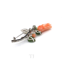 Cargar imagen en el visor de la galería, Italian Salmon Coral Brooch in Sterling Silver
