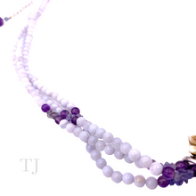 Load image into Gallery viewer, Blue Lace agate &amp; Amethyst necklace with fluorite pendant
