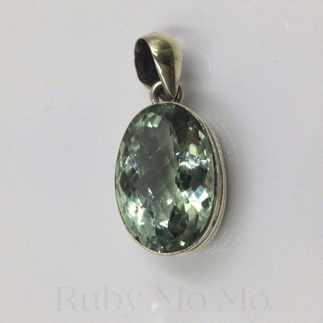 Green Amethyst Pendant in Sterling Silver