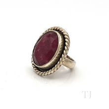 Load image into Gallery viewer, Side view of Indian Ruby Ring in sterling silver
